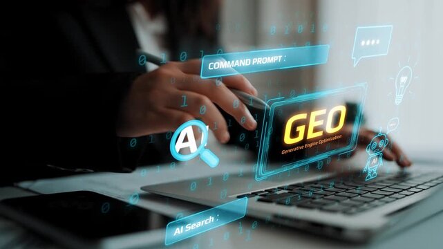 Futuristic Technology Interface with AI Search, Geographic Data, Command Prompt, and Digital Elements for Innovative Computing Concepts. Entropy.