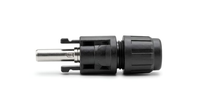 MC4 Solar Panel Connector Plug Isolated on White Background.