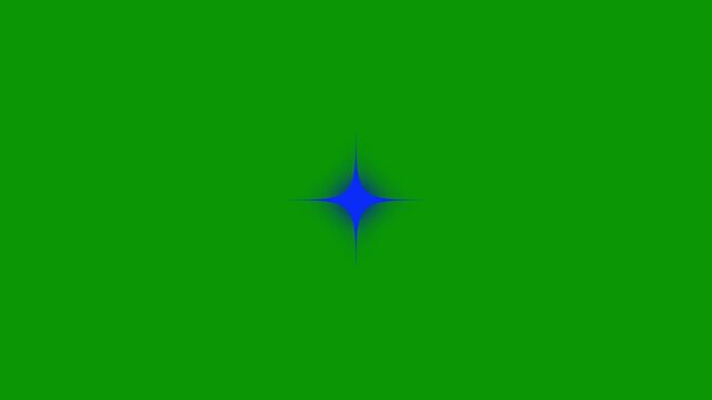 Abstract golden and blue star burst motion graphics with shining light flare particles, magical twinkle dust trail loop, cinematic glitter overlay on green background 4k.
