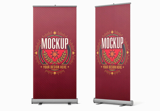 Roll Up Banner Pair Mockup