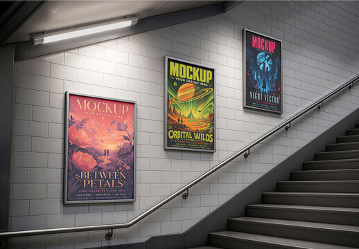 Cinematic Stair Posters Mockup