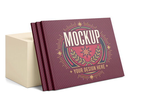 Leaning Stack Brochure Mockup