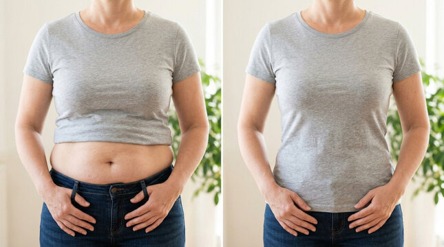 Before and After Weight Loss Transformation - Woman's Body Comparison
