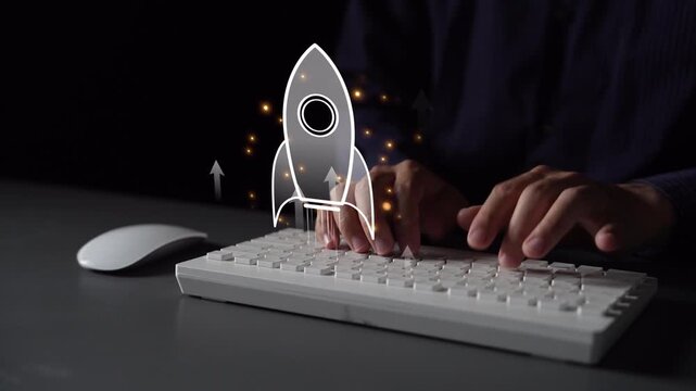 Startup launch and business growth concept, rocket symbolism, entrepreneurship, startup innovation, and early-stage success strategies for new business development and expansion. Muxer