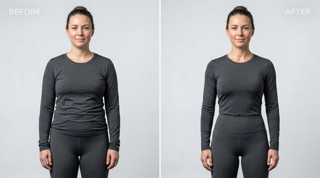 Woman Before and After Weight Loss Transformation - Studio Portrait