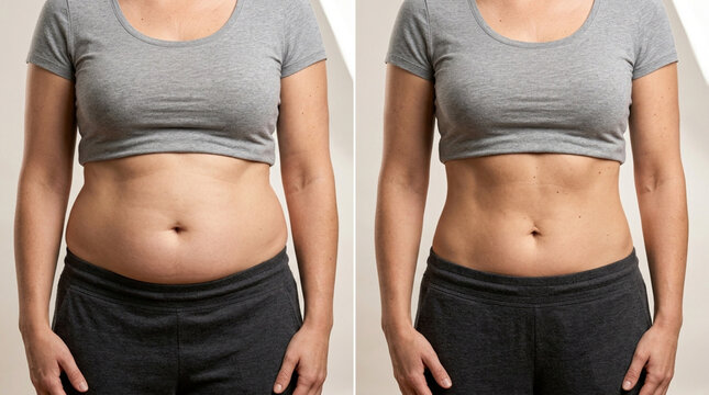 Woman's Body Transformation: Before and After Weight Loss Comparison