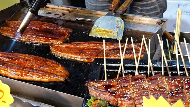 Japanese Aburi Unagi Kabayaki of flame seared eel