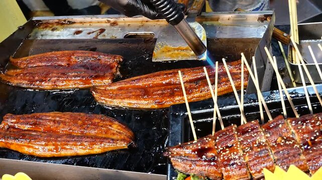 Japanese Aburi Unagi Kabayaki of flame seared eel