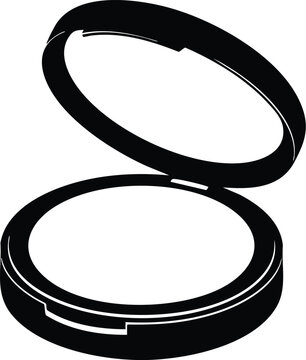 Cosmetic powder compact mirror case for makeup branding and beauty salon product display.