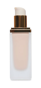 Liquid foundation in bottle isolated on white. Makeup product