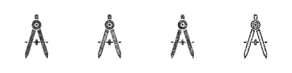 Obraz premium Monochrome sketch compass tool icon design set