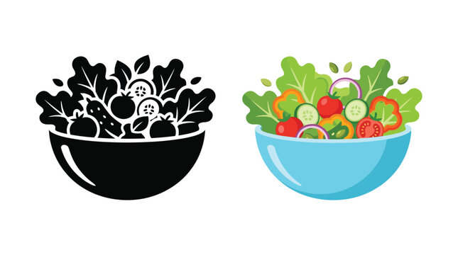 Bowl of salad with tomatoes vegetables cucumbers