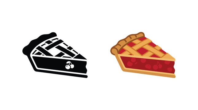 Cherry pie slice a colorful vector illustration with a white background