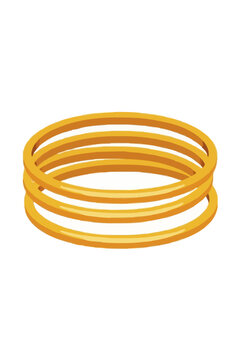 Stacked gold bangle bracelets hand-traced vector illustration, gleaming metallic rings layered together as a luxury jewelry accessory icon on transparent background