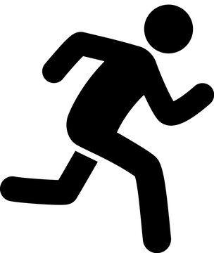 classic simple running sprinting man silhouette stickman stick figure side view symbol icon vector on transparent background