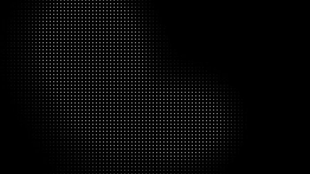 Animated technology background featuring random white dots, geometric grid patterns, subtle motion, and a dark black surface.. Animated Black Dot Grid Technology Background 4K Video