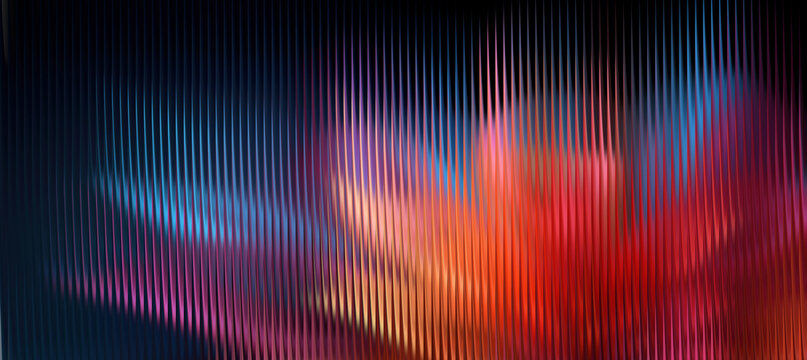Abstract vertical ridges background with colorful neon light refraction