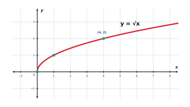 Square Root Function Graph y equals the Square Root of x