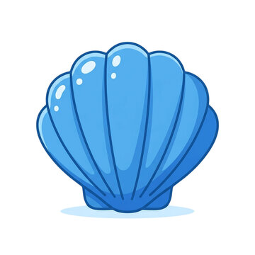 Stylized blue shell illustration with illustration smooth shiny on transparent background