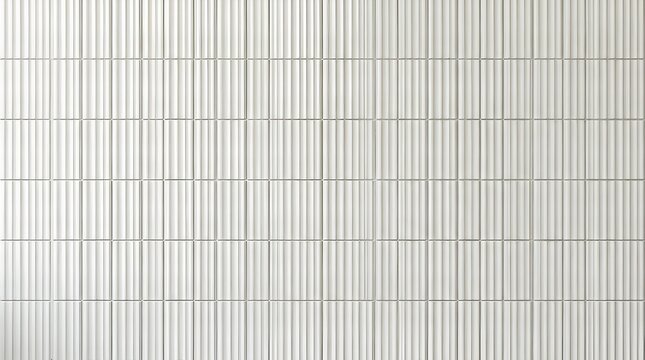 Seamless white fluted ceramic tile texture, vertical stacked rectangular ribbed panels with subtle gradient backdrop, modern minimalist architectural surface pattern design