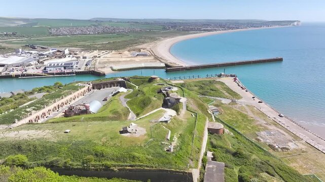 Newhaven Fort over River Ouse from a drone, Newhaven, East Sussex, England
