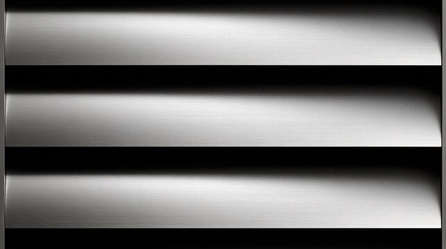 Sleek metallic horizontal louvers with subtle shading and sharp edges