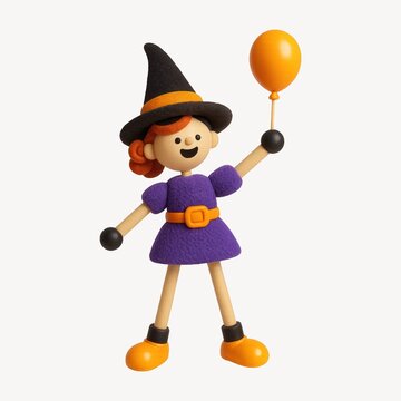 Playful witch with balloon