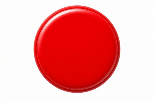 Red circular button centered on clean white background