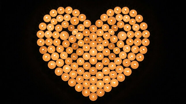 Heart shape made of tea candles