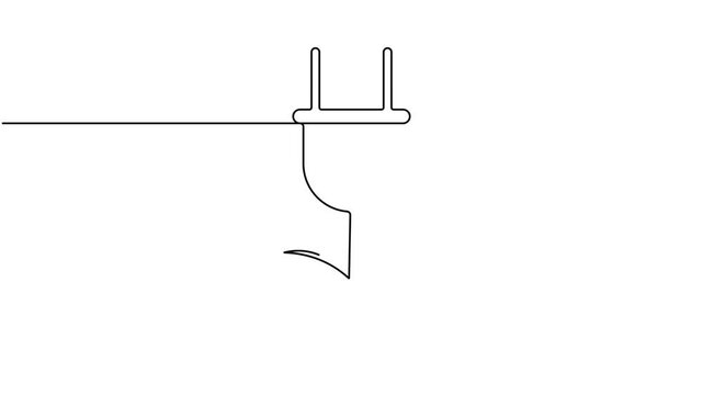 Animated power plug and green leaves sign continuous one line drawing moving on white background animation video