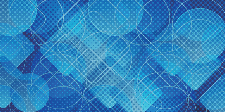 Abstract Blue Geometric Background with Halftone Dot Patterns