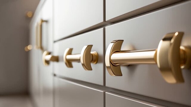 Modern Metal Handle Kitchen Cabinet Design, Furniture Interior Details decor closet AI Generative