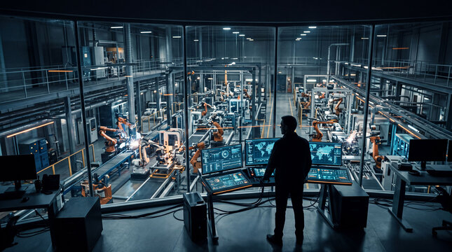 Factory Control Room Over Automation Floor