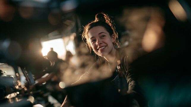Smiling Young Female Barista Working in Cafe