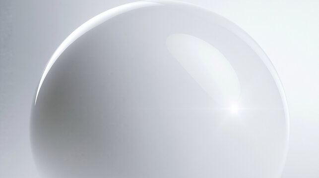 White Glossy Sphere Minimalist Abstract 3D Render Background