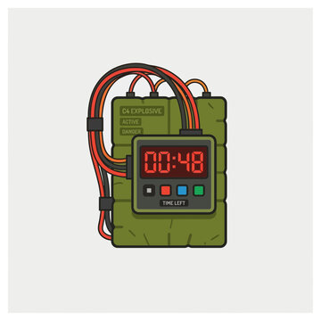 Illustration of a cartoon-style bomb with a digital timer.
