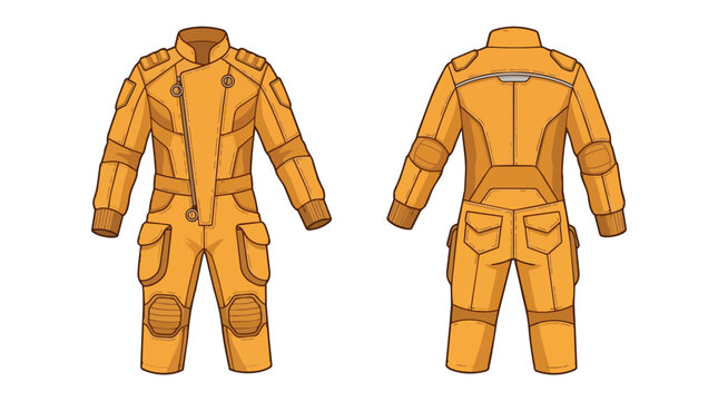 Professional Orange Protective Jumpsuit Safety Workwear Design Front and Back View with Functional Pockets