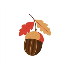 Naklejka premium Colorful autumn acorn illustration.