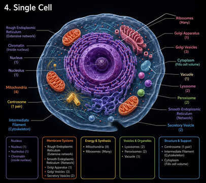 Animal Cell Structure and Organelles Diagram with Labeled Cellular Components