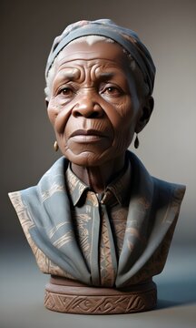 Modello 3D di un'anziana donna africana con la pelle scura
