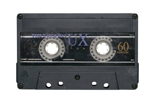 Blank black grunge audio cassette tape. png isolated on transparent background