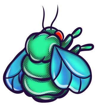 Cute Cartoon Green Fly Character