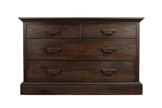Traditional dark wood dresser with six drawers