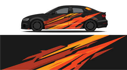 Fototapeta premium Speeding Car Flame Graphic Design