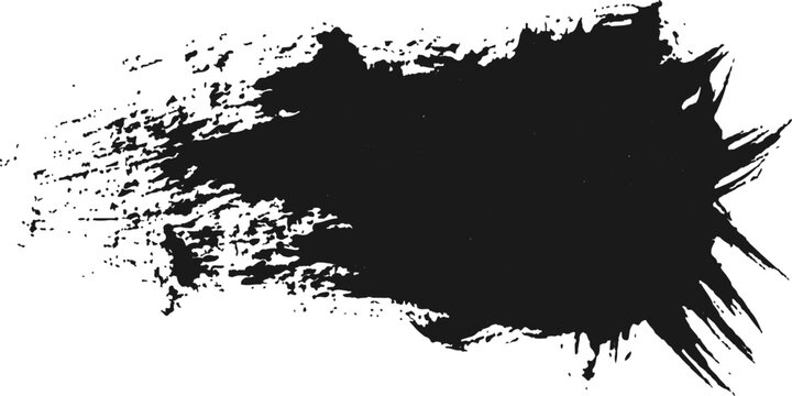 Black Ink Splat Grunge Background with Paint Splashes, Splatter, Rough Texture, Distressed Border and Vintage Vector Design Elements