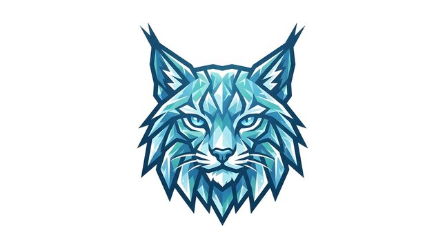 Geometric Lynx Head Logo Design in Cool Blue Tones.