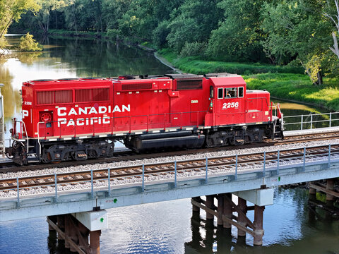 Savanna, Illinois August 17, 2026 CP 2256 GP20C‑ECO locomotive in Canadian Pacific Kansas City local freight service