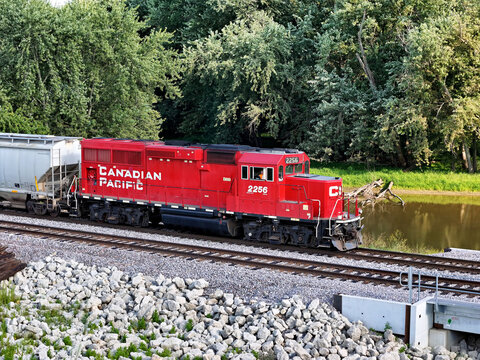 Savanna, Illinois August 17, 2026 CP 2256 GP20C‑ECO locomotive in Canadian Pacific Kansas City local freight service