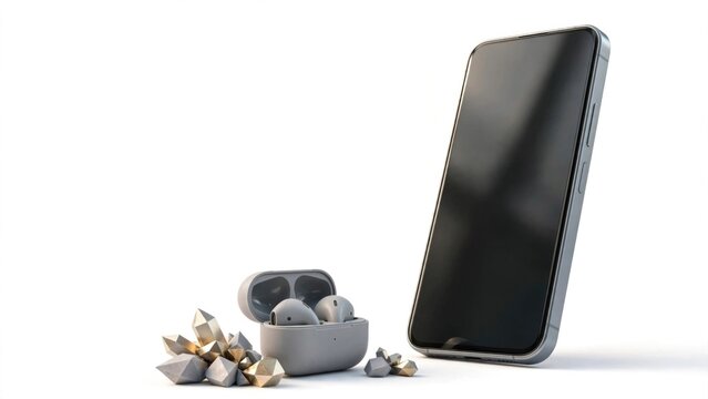 Smartphone Display with Stacked Financial Coins and Tokens