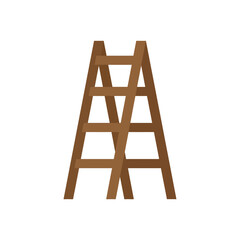 Minimalist flat vector illustration of a wooden A-frame stepladder, isolated on white background © yogi